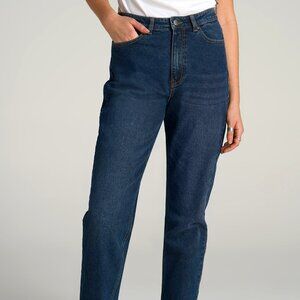 American Tall Emma High Rise Relaxed Tapered Tall Women's Jeans in Faded Dark In